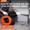VEVOR Fish Tape, 125-foot, 3/16-inch, PET Wire Puller with Optimized Housing and Handle, Easy-to-Use Cable Puller Tool, Flexible Wire Fishing Tools fo